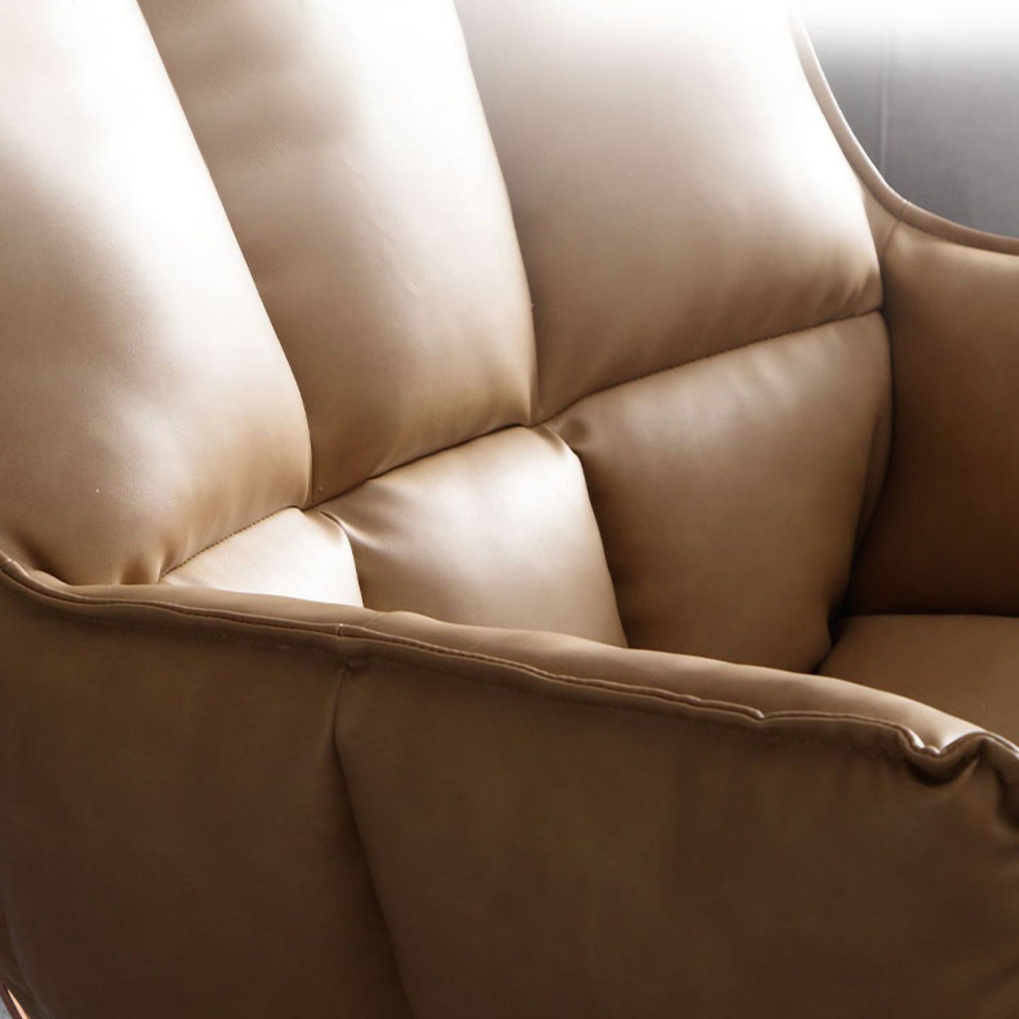 Faux Leather Arm Chair 27.55" Wide Arms Included Accent Chair with Biscuit Back