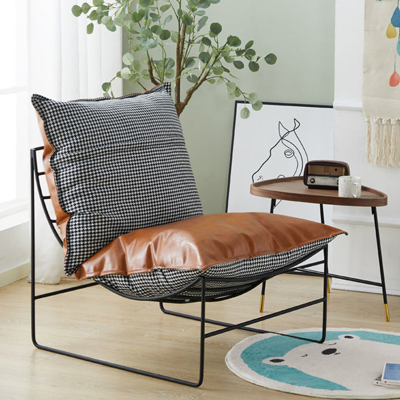 Contemporary Faux Leather Armless Pillow Back with Black Legs Lounge Chair Clearhalo 'Accent Chairs' 'accent_chairs' 'Chairs & Seating' 'furn' 'furn_accent_chairs' 'Furniture' 'Living Room Furniture' 5982092