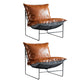 Contemporary Faux Leather Armless Pillow Back with Black Legs Lounge Chair Brown 2 Piece Set Clearhalo 'Accent Chairs' 'accent_chairs' 'Chairs & Seating' 'furn' 'furn_accent_chairs' 'Furniture' 'Living Room Furniture' 5982099