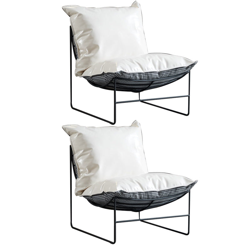 Contemporary Faux Leather Armless Pillow Back with Black Legs Lounge Chair White 2 Piece Set Clearhalo 'Accent Chairs' 'accent_chairs' 'Chairs & Seating' 'furn' 'furn_accent_chairs' 'Furniture' 'Living Room Furniture' 5982101