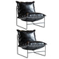Contemporary Faux Leather Armless Pillow Back with Black Legs Lounge Chair Black 2 Piece Set Clearhalo 'Accent Chairs' 'accent_chairs' 'Chairs & Seating' 'furn' 'furn_accent_chairs' 'Furniture' 'Living Room Furniture' 5982103