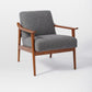 Nordic Arms Included Basic Four Leg Square Cushion Back Arms Armchair