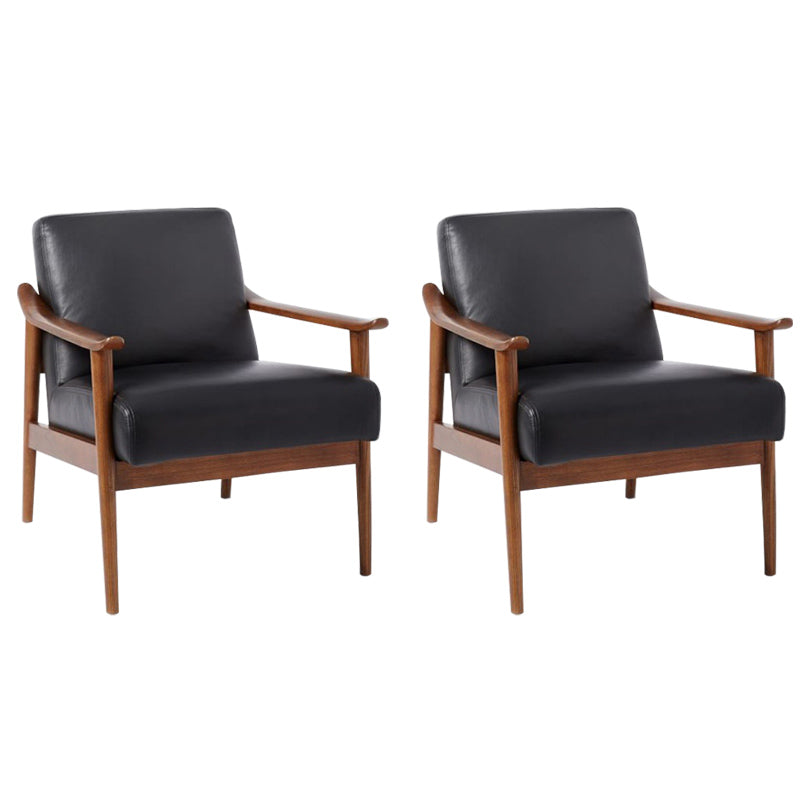 Nordic Arms Included Basic Four Leg Square Cushion Back Arms Armchair