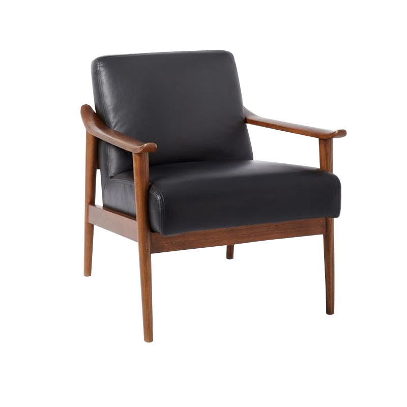 Nordic Arms Included Basic Four Leg Square Cushion Back Arms Armchair