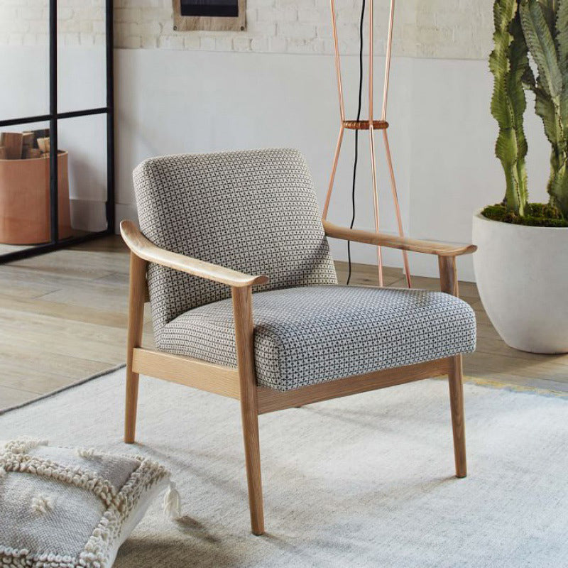 Nordic Arms Included Basic Four Leg Square Cushion Back Arms Armchair