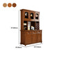 Modern Rubberwood Display Stand Glass Doors Hutch Cabinet with Drawer