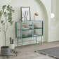 Glass Door Display Cabinet Multi-shelf Storage Cabinet for Living Room 39"L x 14"W x 35"H Green Clearhalo 'Display & China Cabinets' 'display_china_cabinets' 'furn' 'furn_display_china_cabinets' 'Furniture' 'Kitchen & Dining Furniture' 5982216