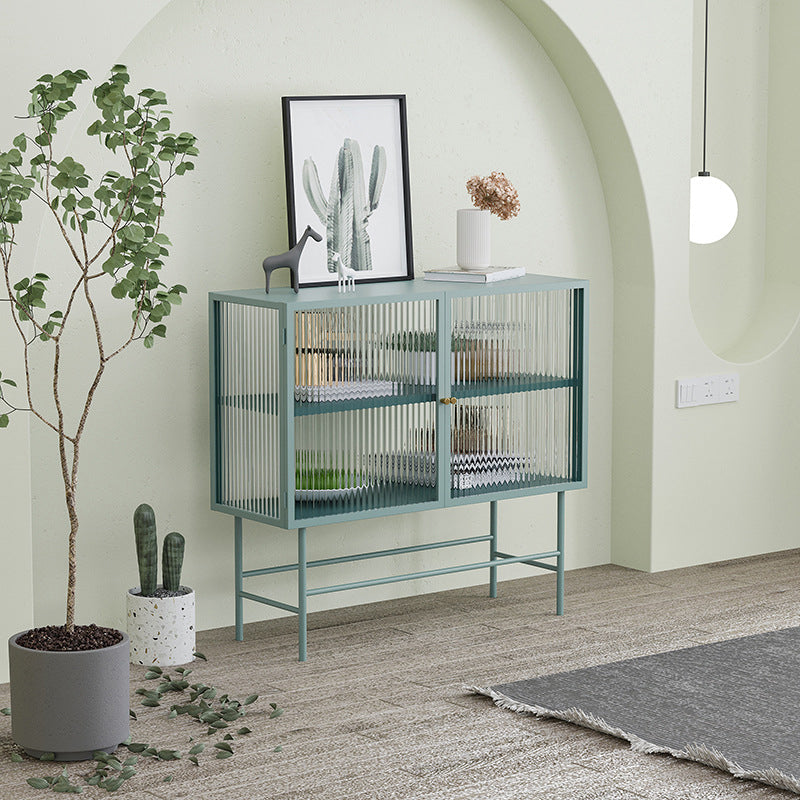 Glass Door Display Cabinet Multi-shelf Storage Cabinet for Living Room 39"L x 14"W x 35"H Green Clearhalo 'Display & China Cabinets' 'display_china_cabinets' 'furn' 'furn_display_china_cabinets' 'Furniture' 'Kitchen & Dining Furniture' 5982216