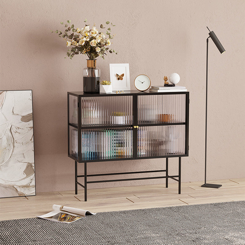 Glass Door Display Cabinet Multi-shelf Storage Cabinet for Living Room 39"L x 14"W x 35"H Black Clearhalo 'Display & China Cabinets' 'display_china_cabinets' 'furn' 'furn_display_china_cabinets' 'Furniture' 'Kitchen & Dining Furniture' 5982219