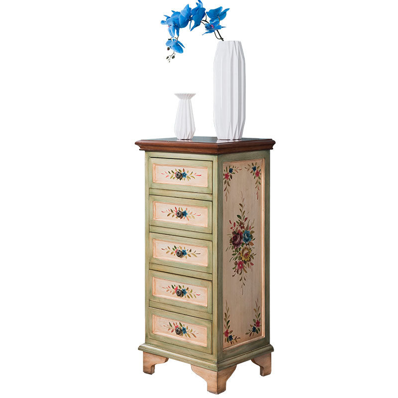 Traditionele verticale thuiskist houten opbergkist met laden