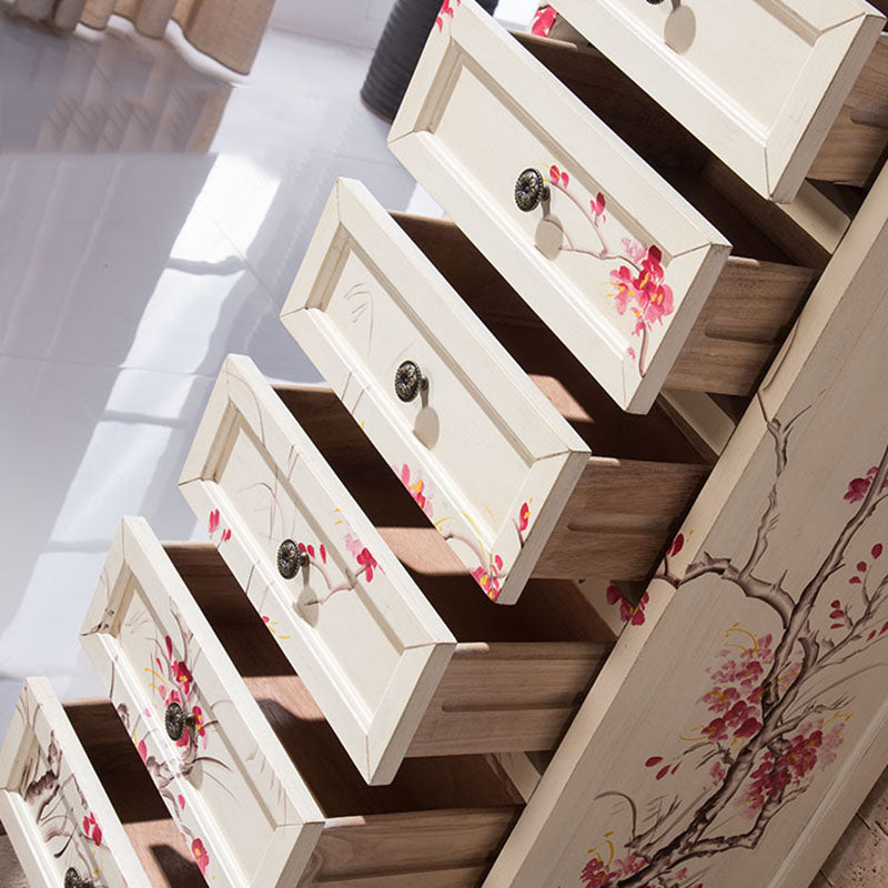 Traditionele verticale thuiskist houten opbergkist met laden