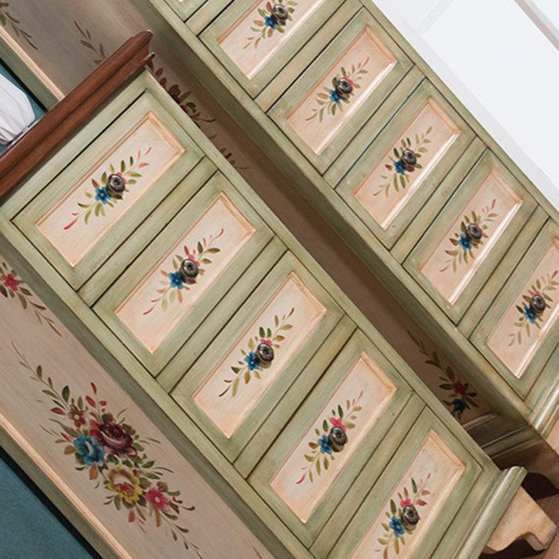 Traditionele verticale thuiskist houten opbergkist met laden