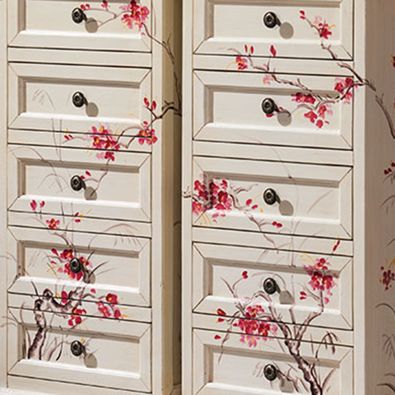 Traditionele verticale thuiskist houten opbergkist met laden