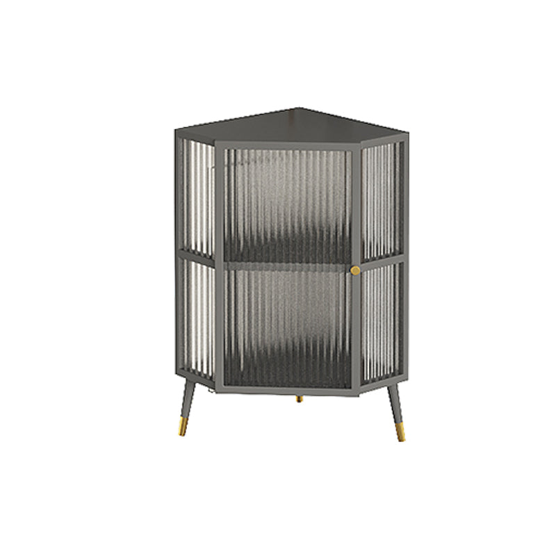 Metal Industrial Curio Cabinet Glass Doors Display Cabinet for Living Room, 16"L X 16"W 15.7"L x 15.7"W x 29.5"H Grey Clearhalo 'Display & China Cabinets' 'display_china_cabinets' 'furn' 'furn_display_china_cabinets' 'Furniture' 'Kitchen & Dining Furniture' 5982294