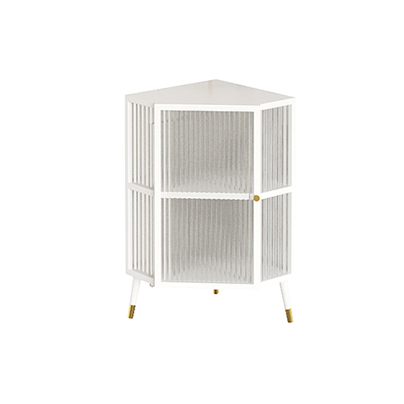 Metal Industrial Curio Cabinet Glass Doors Display Cabinet for Living Room, 16"L X 16"W 15.7"L x 15.7"W x 29.5"H White Clearhalo 'Display & China Cabinets' 'display_china_cabinets' 'furn' 'furn_display_china_cabinets' 'Furniture' 'Kitchen & Dining Furniture' 5982296