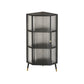 Metal Industrial Curio Cabinet Glass Doors Display Cabinet for Living Room, 16"L X 16"W 16"L x 16"W x 41"H Black Clearhalo 'Display & China Cabinets' 'display_china_cabinets' 'furn' 'furn_display_china_cabinets' 'Furniture' 'Kitchen & Dining Furniture' 5982299
