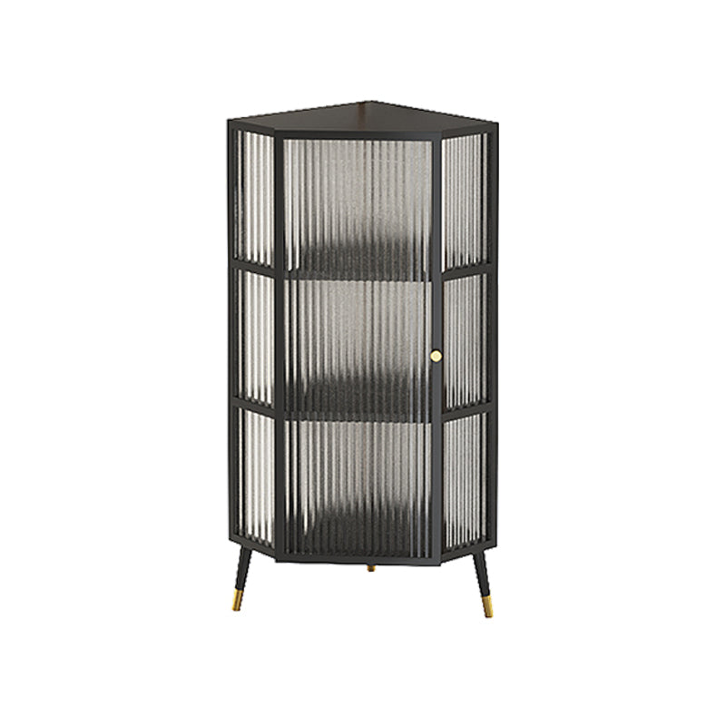 Metal Industrial Curio Cabinet Glass Doors Display Cabinet for Living Room, 16"L X 16"W 16"L x 16"W x 41"H Black Clearhalo 'Display & China Cabinets' 'display_china_cabinets' 'furn' 'furn_display_china_cabinets' 'Furniture' 'Kitchen & Dining Furniture' 5982299