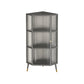 Metal Industrial Curio Cabinet Glass Doors Display Cabinet for Living Room, 16"L X 16"W 16"L x 16"W x 41"H Grey Clearhalo 'Display & China Cabinets' 'display_china_cabinets' 'furn' 'furn_display_china_cabinets' 'Furniture' 'Kitchen & Dining Furniture' 5982300