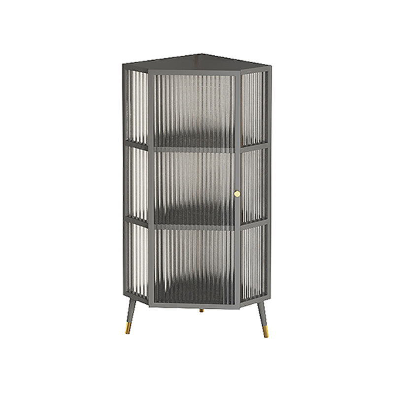 Metal Industrial Curio Cabinet Glass Doors Display Cabinet for Living Room, 16"L X 16"W 16"L x 16"W x 41"H Grey Clearhalo 'Display & China Cabinets' 'display_china_cabinets' 'furn' 'furn_display_china_cabinets' 'Furniture' 'Kitchen & Dining Furniture' 5982300