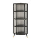 Metal Industrial Curio Cabinet Glass Doors Display Cabinet for Living Room, 16"L X 16"W 16"L x 16"W x 53"H Black Clearhalo 'Display & China Cabinets' 'display_china_cabinets' 'furn' 'furn_display_china_cabinets' 'Furniture' 'Kitchen & Dining Furniture' 5982304