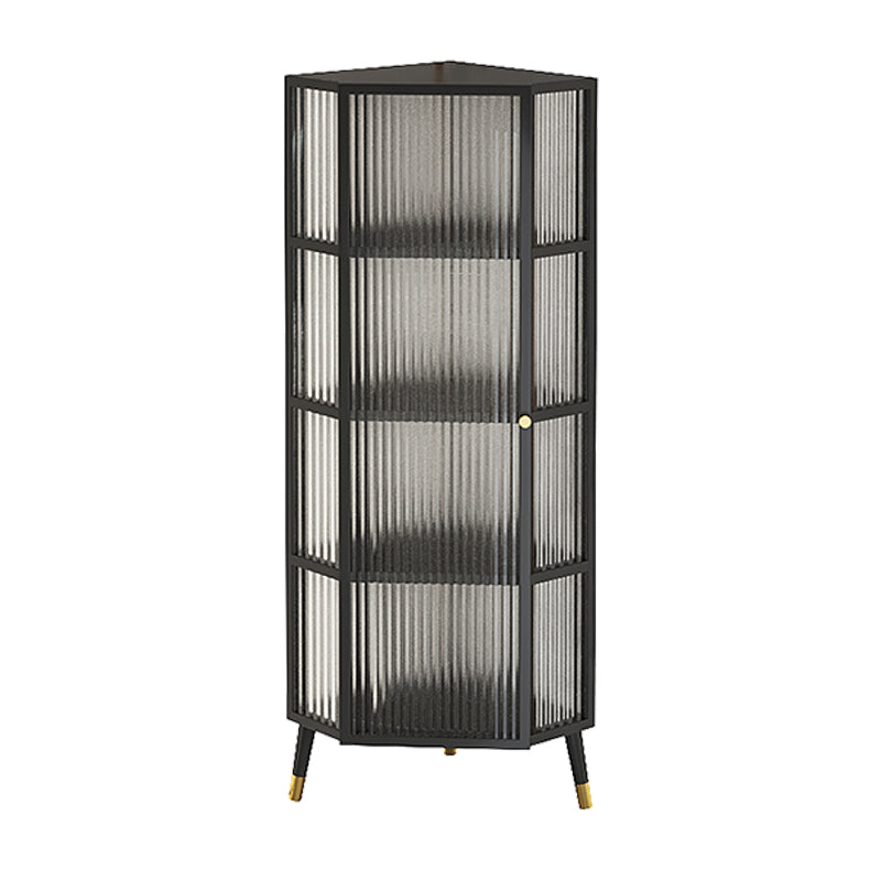 Metal Industrial Curio Cabinet Glass Doors Display Cabinet for Living Room, 16"L X 16"W 16"L x 16"W x 53"H Black Clearhalo 'Display & China Cabinets' 'display_china_cabinets' 'furn' 'furn_display_china_cabinets' 'Furniture' 'Kitchen & Dining Furniture' 5982304