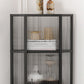 Metal Industrial Curio Cabinet Glass Doors Display Cabinet for Living Room, 16"L X 16"W Clearhalo 'Display & China Cabinets' 'display_china_cabinets' 'furn' 'furn_display_china_cabinets' 'Furniture' 'Kitchen & Dining Furniture' 5982306