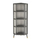 Metal Industrial Curio Cabinet Glass Doors Display Cabinet for Living Room, 16"L X 16"W 16"L x 16"W x 53"H Grey Clearhalo 'Display & China Cabinets' 'display_china_cabinets' 'furn' 'furn_display_china_cabinets' 'Furniture' 'Kitchen & Dining Furniture' 5982307