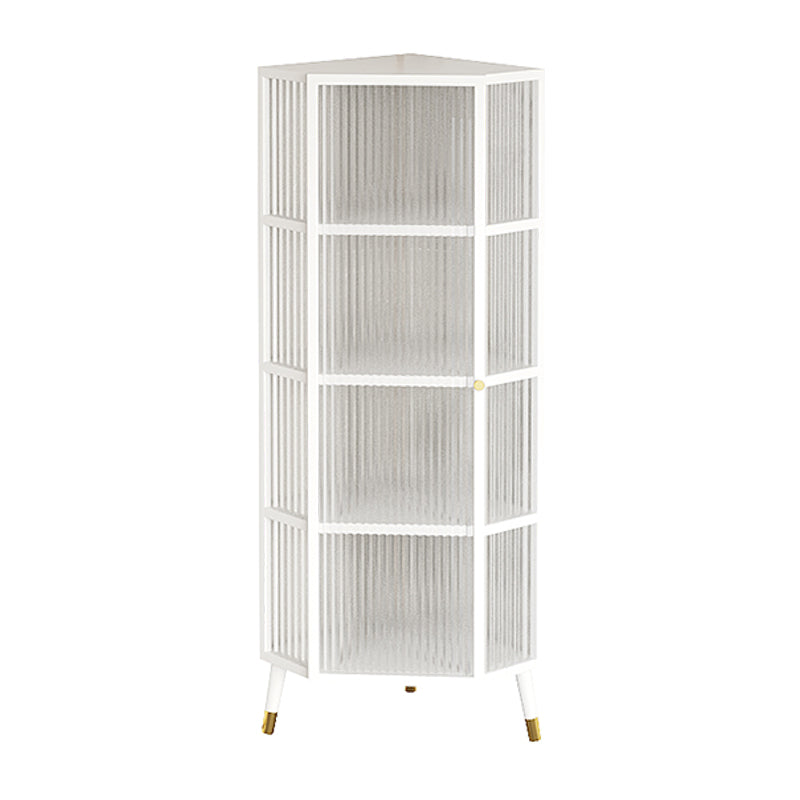 Metal Industrial Curio Cabinet Glass Doors Display Cabinet for Living Room, 16"L X 16"W 16"L x 16"W x 53"H White Clearhalo 'Display & China Cabinets' 'display_china_cabinets' 'furn' 'furn_display_china_cabinets' 'Furniture' 'Kitchen & Dining Furniture' 5982308