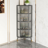 Metal Industrial Curio Cabinet Glass Doors Display Cabinet for Living Room, 16"L X 16"W Clearhalo 'Display & China Cabinets' 'display_china_cabinets' 'furn' 'furn_display_china_cabinets' 'Furniture' 'Kitchen & Dining Furniture' 5982311