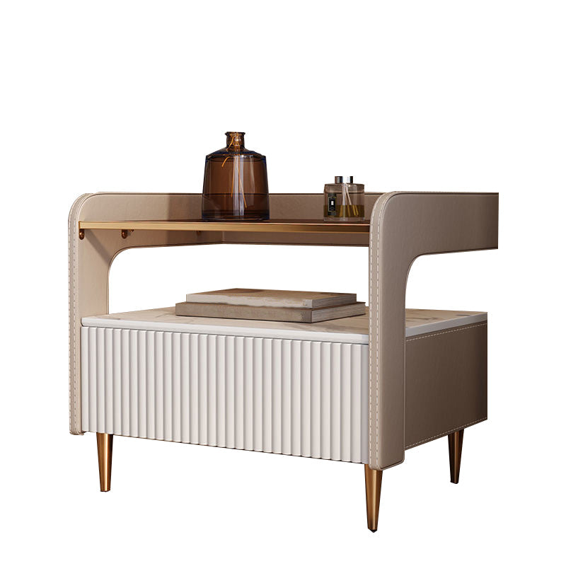 Wooden Bed Nightstand Modern Minimalist Open Bedside Table with Legs