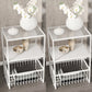 Industrial Bedside Cabinet Glass and Iron Nightstand for Bedroom
