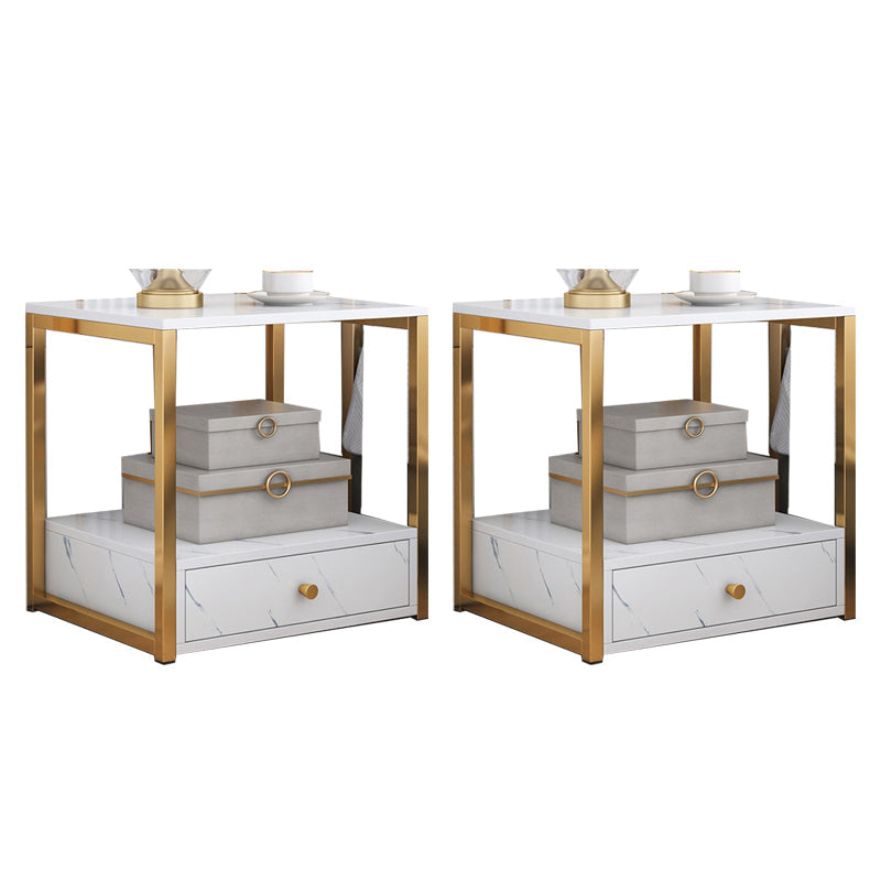 Mobile in legno e metallo mobile moderno comodino minimalista con cassetti