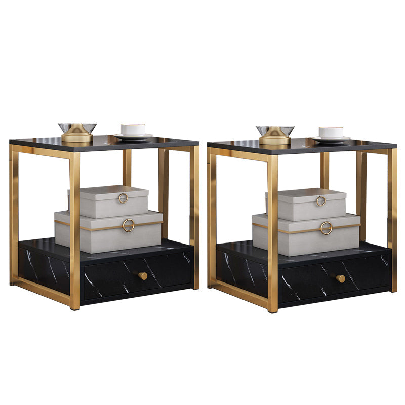 Mobile in legno e metallo mobile moderno comodino minimalista con cassetti