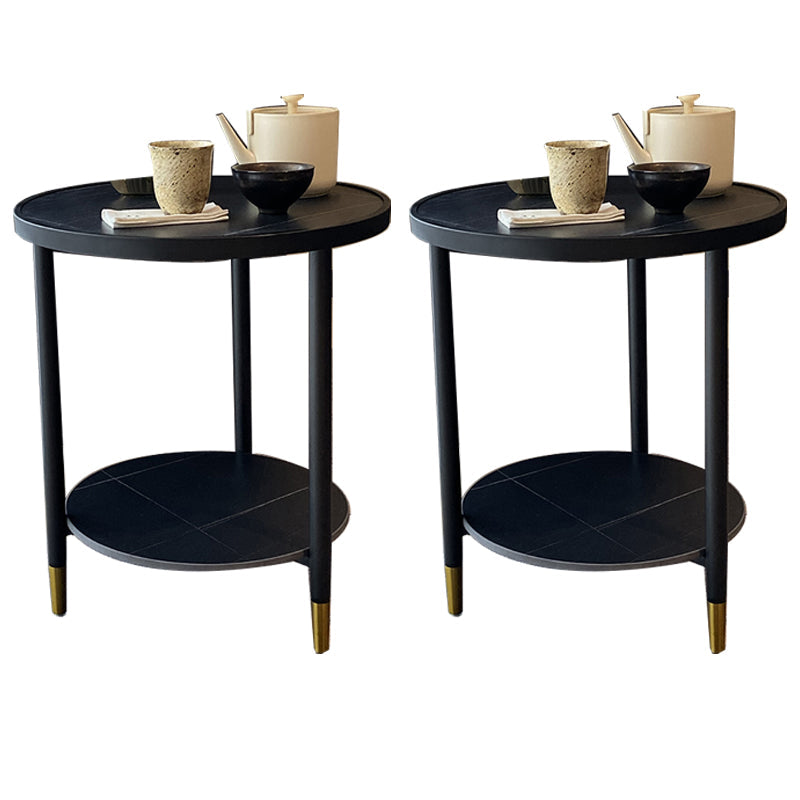 Nightand de table à accent en marbre faux contemporain 22,8 "Table table de nuit de lit avec 2 étagères