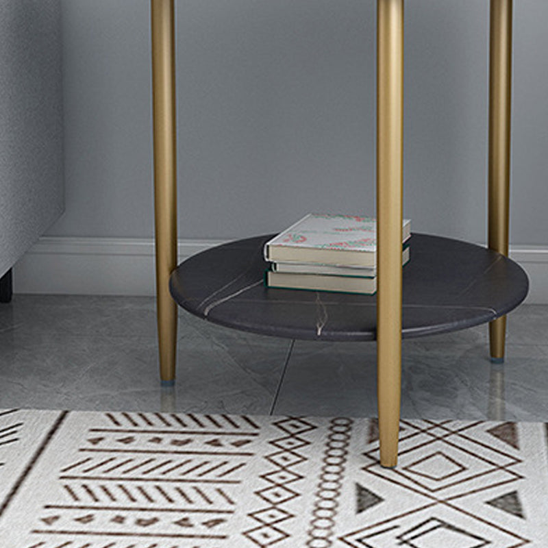 Nightand de table à accent en marbre faux contemporain 22,8 "Table table de nuit de lit avec 2 étagères