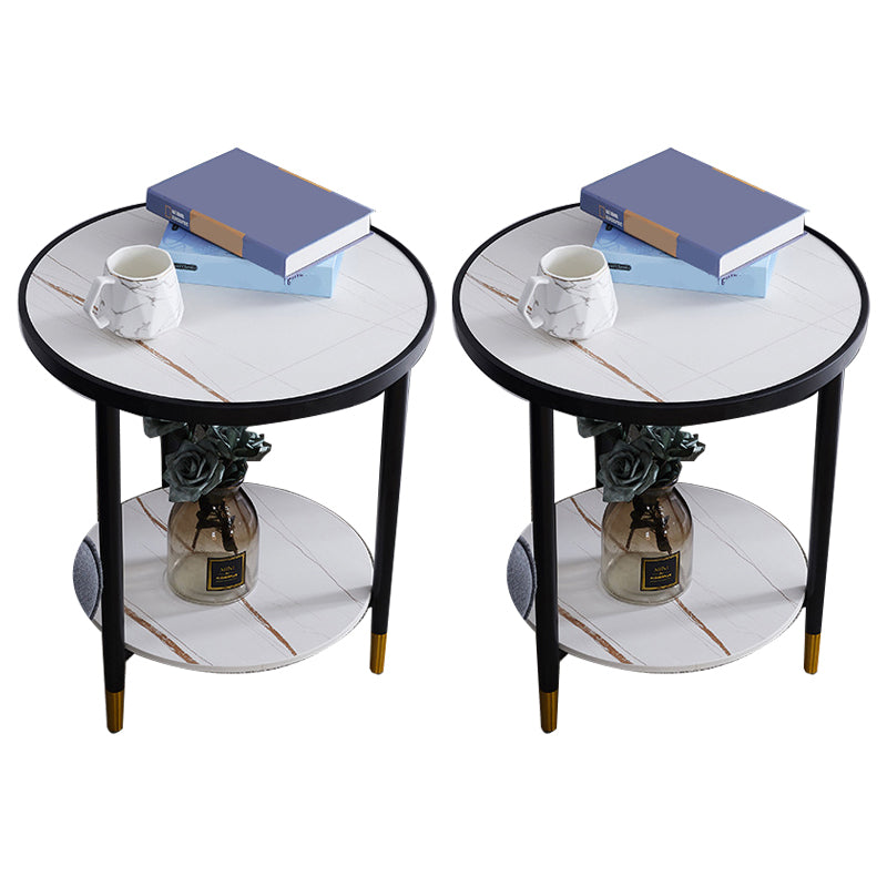 Nightand de table à accent en marbre faux contemporain 22,8 "Table table de nuit de lit avec 2 étagères