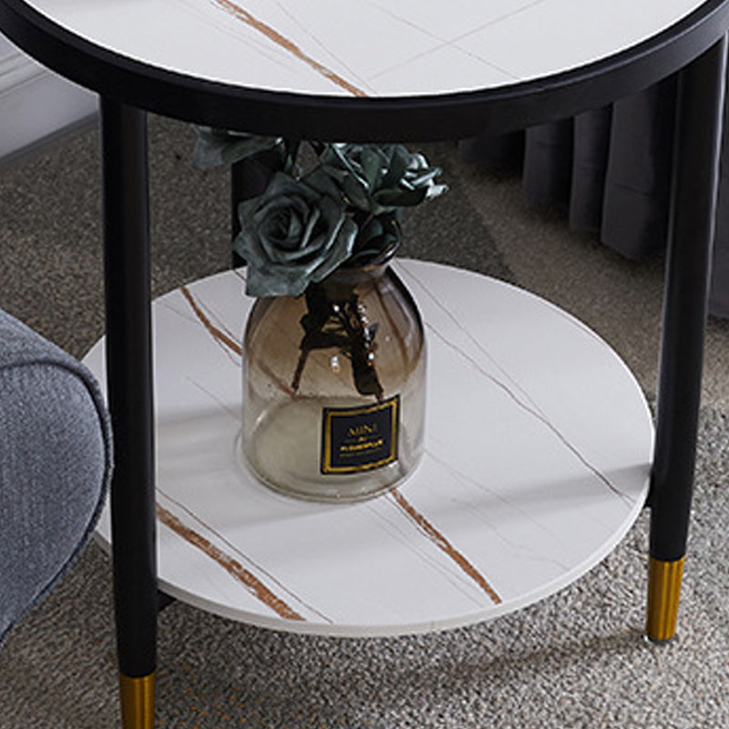 Nightand de table à accent en marbre faux contemporain 22,8 "Table table de nuit de lit avec 2 étagères