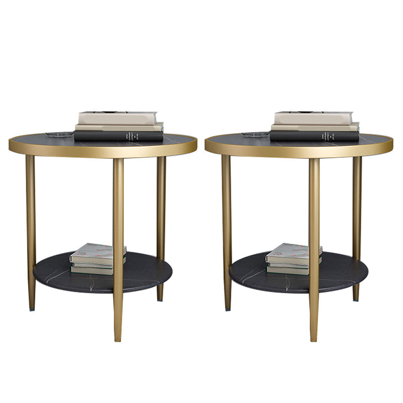 Nightand de table à accent en marbre faux contemporain 22,8 "Table table de nuit de lit avec 2 étagères