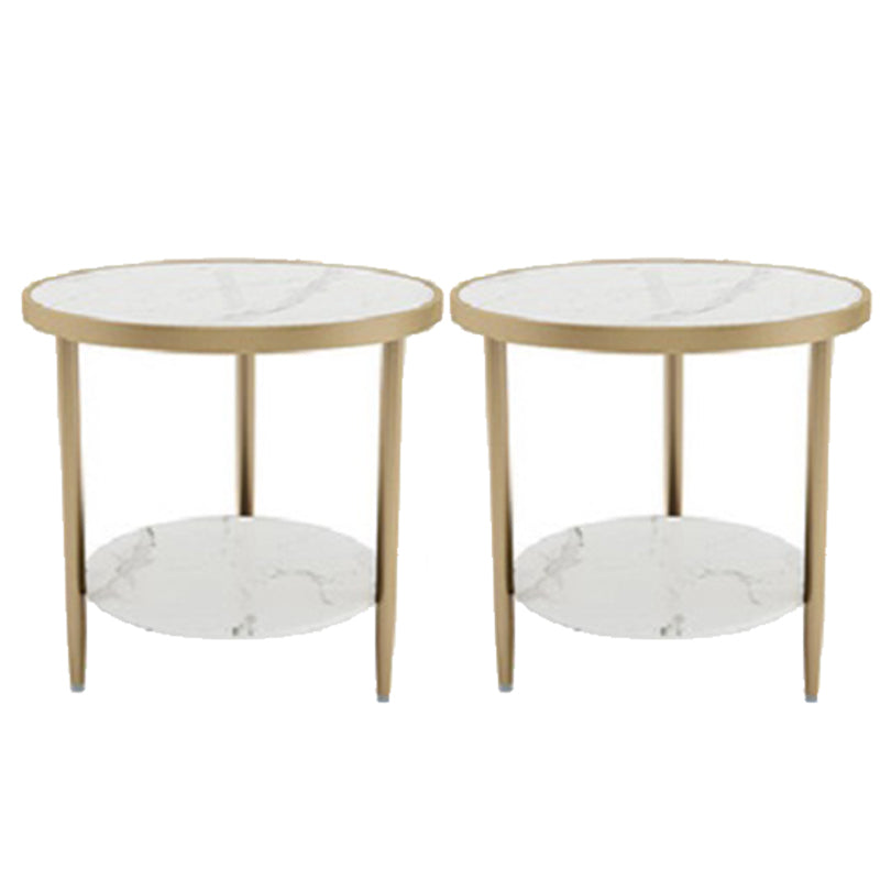 Nightand de table à accent en marbre faux contemporain 22,8 "Table table de nuit de lit avec 2 étagères