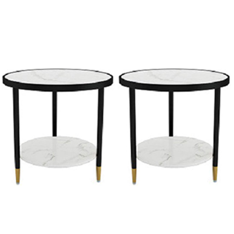 Nightand de table à accent en marbre faux contemporain 22,8 "Table table de nuit de lit avec 2 étagères