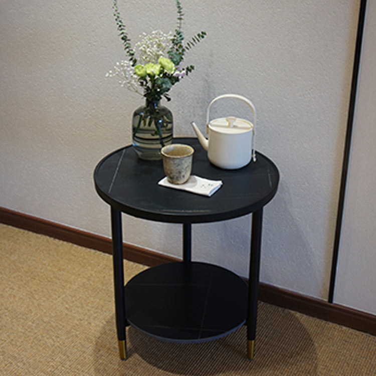 Nightand de table à accent en marbre faux contemporain 22,8 "Table table de nuit de lit avec 2 étagères