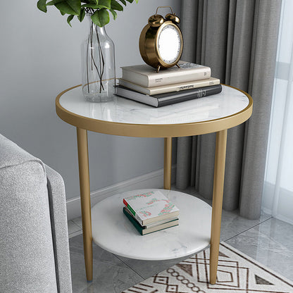 Nightand de table à accent en marbre faux contemporain 22,8 "Table table de nuit de lit avec 2 étagères
