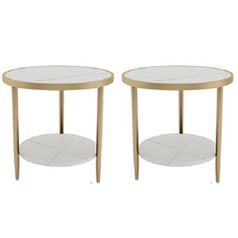 Nightand de table à accent en marbre faux contemporain 22,8 "Table table de nuit de lit avec 2 étagères