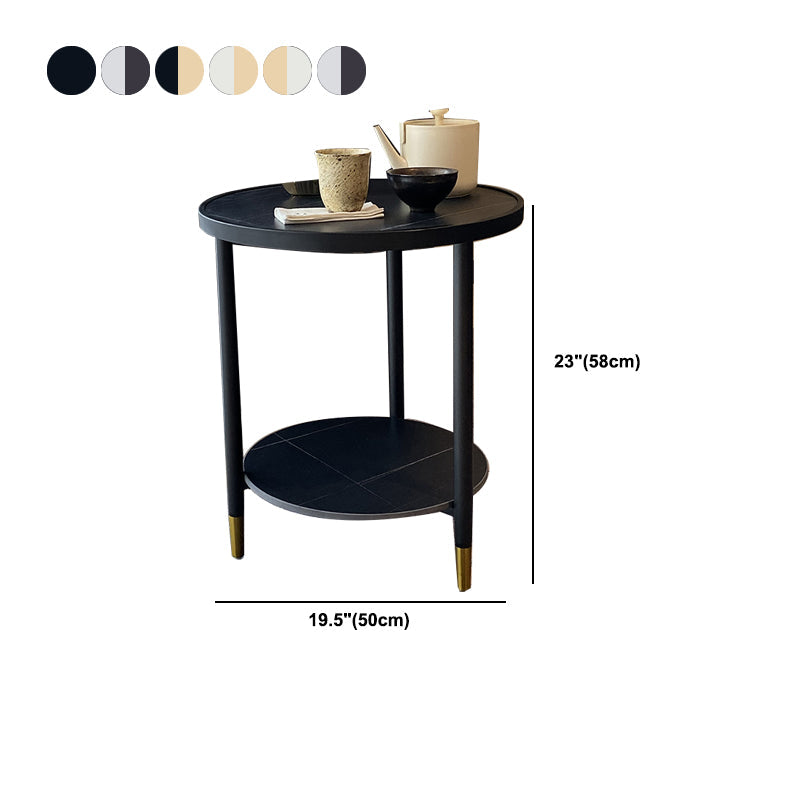 Nightand de table à accent en marbre faux contemporain 22,8 "Table table de nuit de lit avec 2 étagères