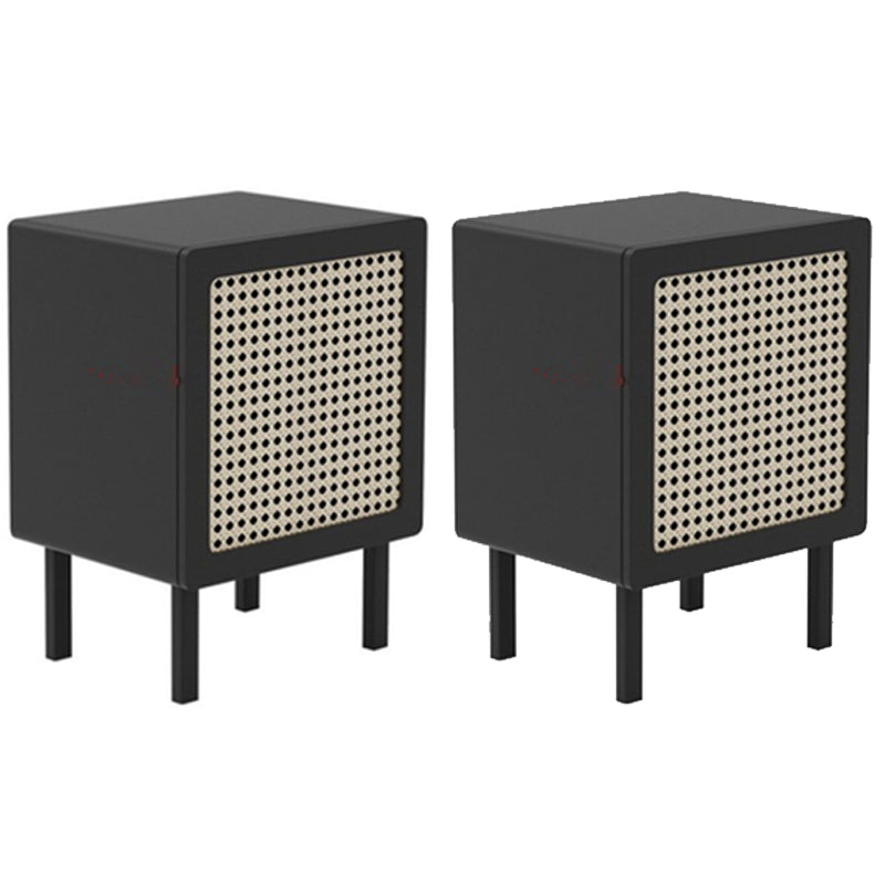 Solid Wood Bed Nightstand Cabinets Included Bedside Cabinet for Bedroom Black Square 2 Piece Set Clearhalo 'Bedroom Furniture' 'furn' 'furn_night_stand' 'Furniture' 'night_stand' 'Nightstands' 5982600