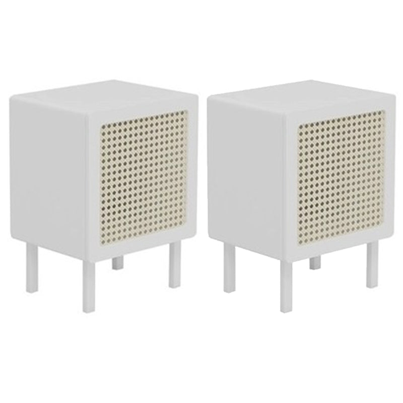 Solid Wood Bed Nightstand Cabinets Included Bedside Cabinet for Bedroom Off-White Square 2 Piece Set Clearhalo 'Bedroom Furniture' 'furn' 'furn_night_stand' 'Furniture' 'night_stand' 'Nightstands' 5982602