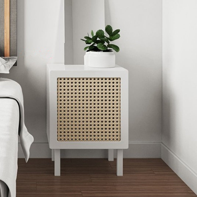Solid Wood Bed Nightstand Cabinets Included Bedside Cabinet for Bedroom White Square 1 Piece Clearhalo 'Bedroom Furniture' 'furn' 'furn_night_stand' 'Furniture' 'night_stand' 'Nightstands' 5982604