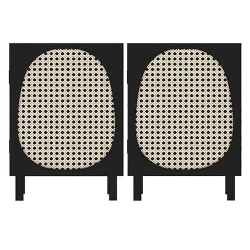 Solid Wood Bed Nightstand Cabinets Included Bedside Cabinet for Bedroom Black Round 2 Piece Set Clearhalo 'Bedroom Furniture' 'furn' 'furn_night_stand' 'Furniture' 'night_stand' 'Nightstands' 5982605