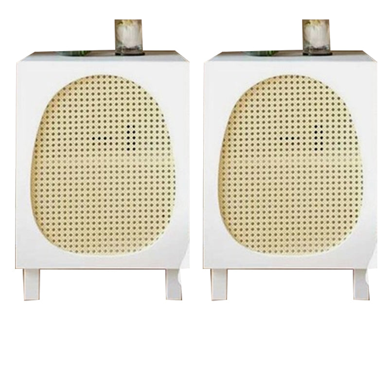 Solid Wood Bed Nightstand Cabinets Included Bedside Cabinet for Bedroom White Round 2 Piece Set Clearhalo 'Bedroom Furniture' 'furn' 'furn_night_stand' 'Furniture' 'night_stand' 'Nightstands' 5982608