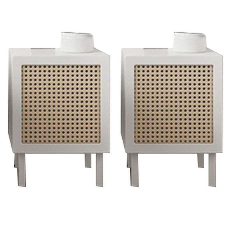 Solid Wood Bed Nightstand Cabinets Included Bedside Cabinet for Bedroom White Square 2 Piece Set Clearhalo 'Bedroom Furniture' 'furn' 'furn_night_stand' 'Furniture' 'night_stand' 'Nightstands' 5982609